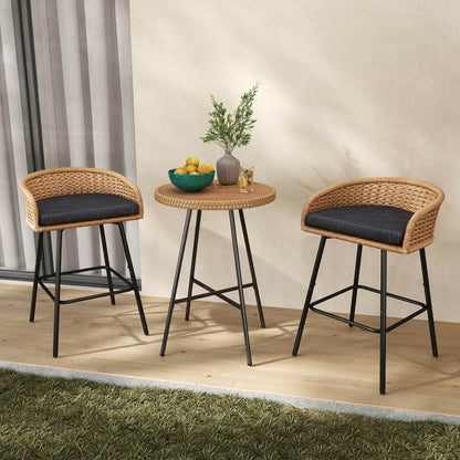 Neil Outdoor Cane Bar Stools Set