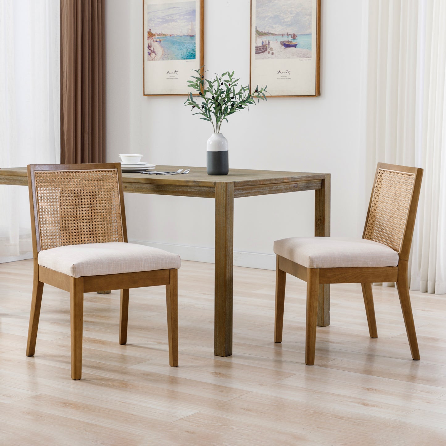 Weston Modern Cane Dining Chairs (set of 2)