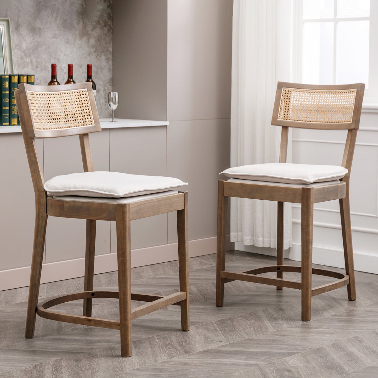 Walter Cane Counter and Bar Stools (set of 2)