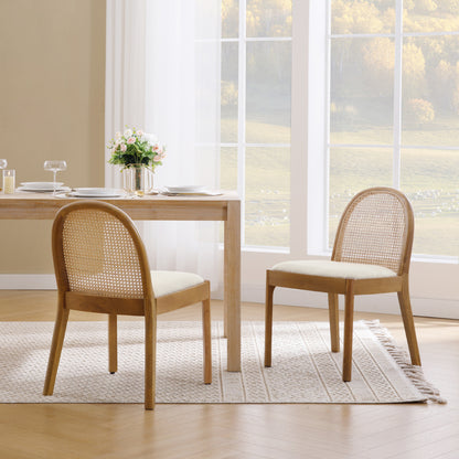 Salem Mid Century Modern Rattan Dining Chairs (set of 2)