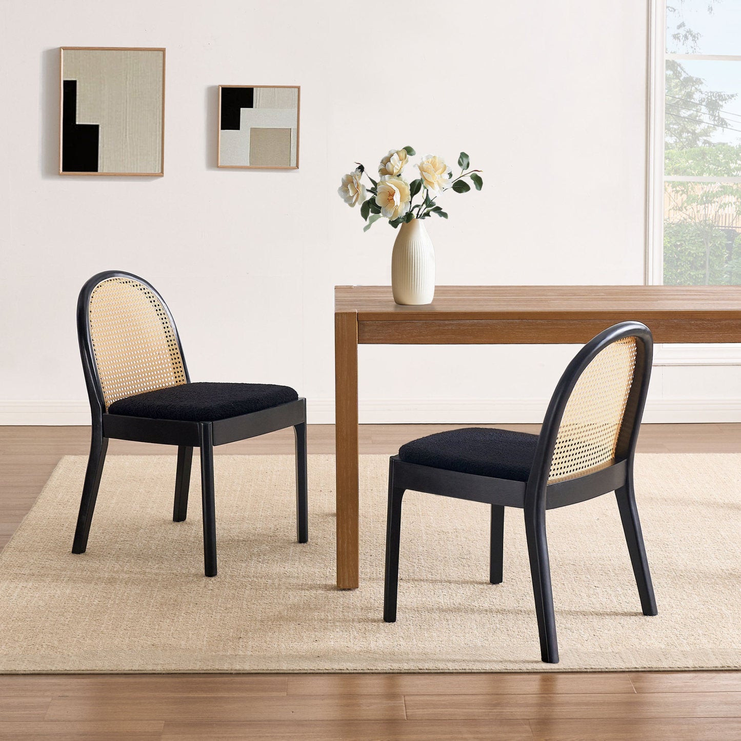 Salem Mid Century Modern Rattan Dining Chairs (set of 2)