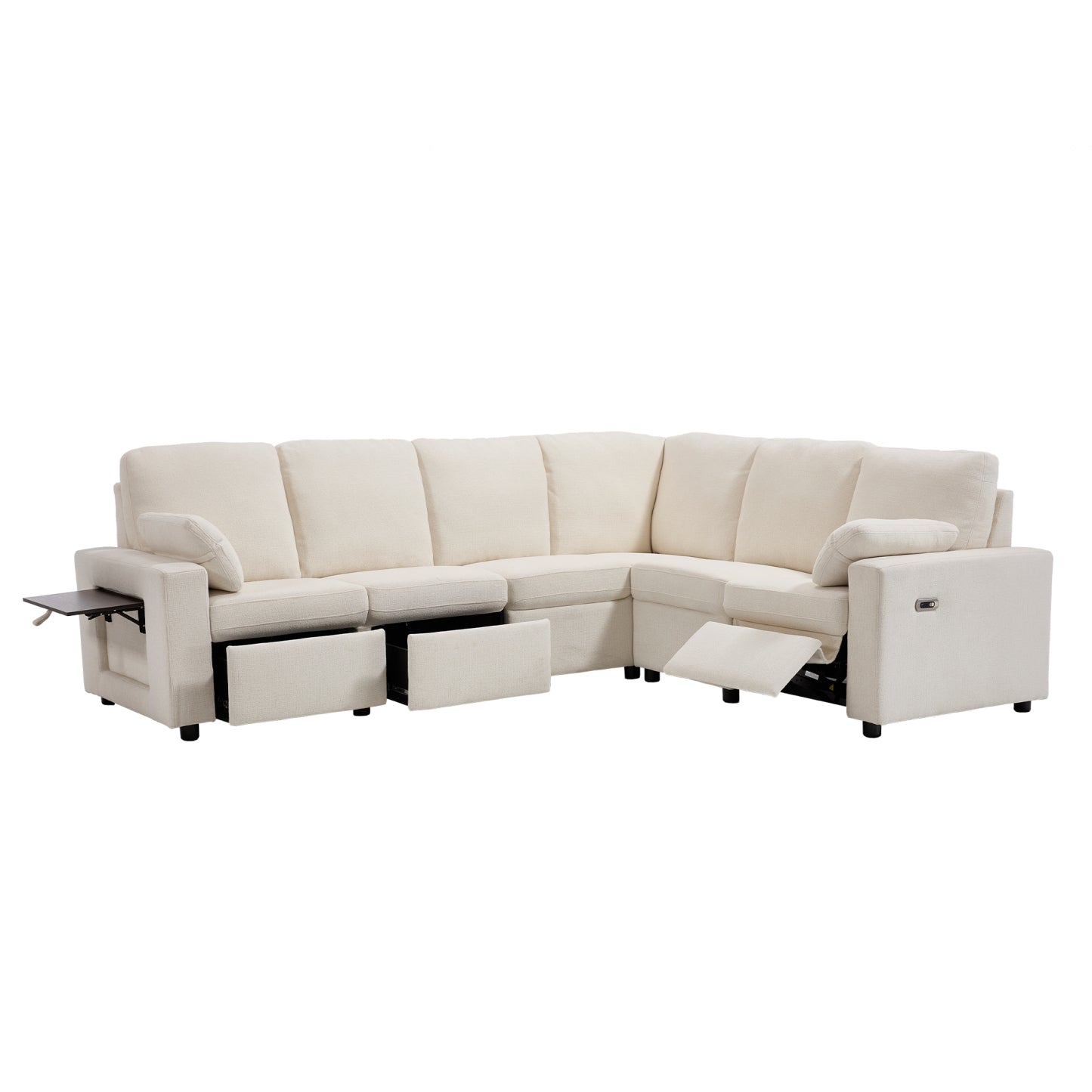 Levi Modern Reclining Sectional Sofa with Storage and Power Recliner