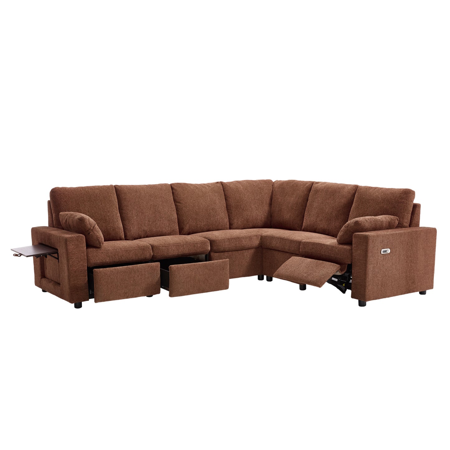 Levi Modern Reclining Sectional Sofa with Storage and Power Recliner