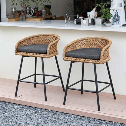 Neil Outdoor Cane Bar Stools Set