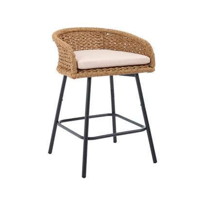 Neil Outdoor Cane Bar Stools Set
