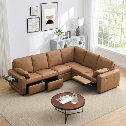 Levi Modern Reclining Sectional Sofa with Storage and Power Recliner