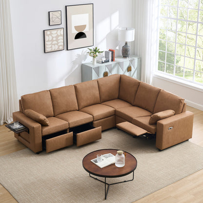 Levi Modern Reclining Sectional Sofa with Storage and Power Recliner