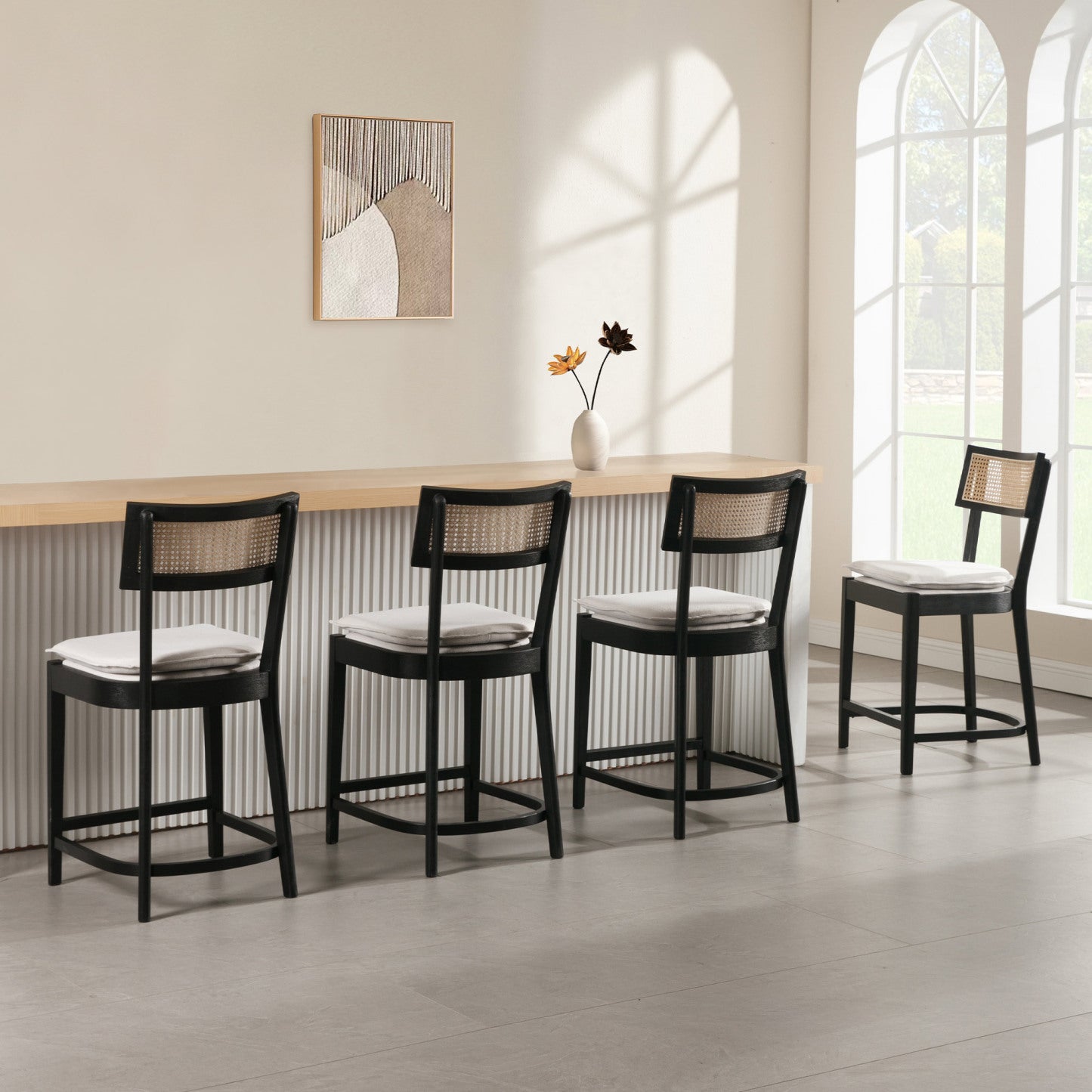 Walter Cane Counter and Bar Stools (set of 2)