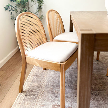 Salem Mid Century Modern Rattan Dining Chairs (set of 2)