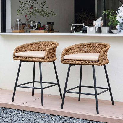 Neil Outdoor Cane Bar Stools Set