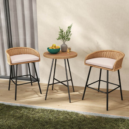 Neil Outdoor Cane Bar Stools Set