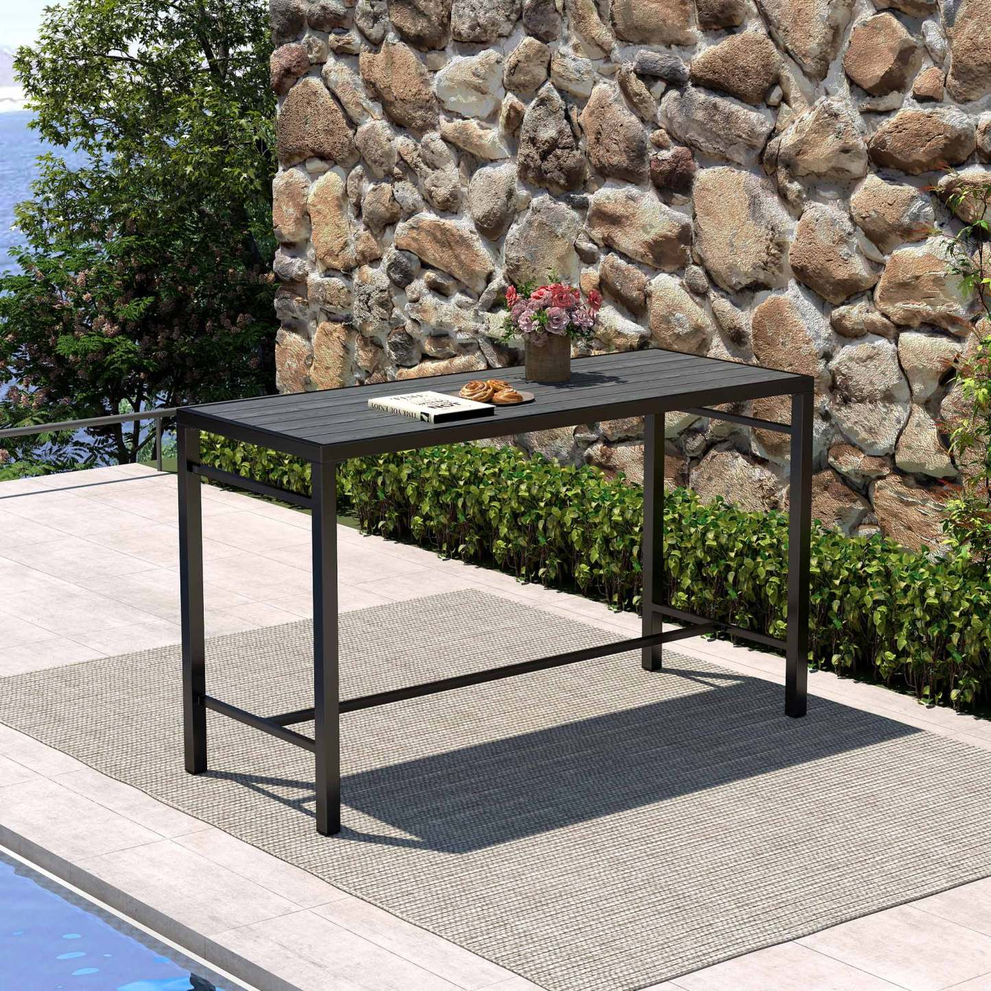 Lowel Outdoor Bar Table Set