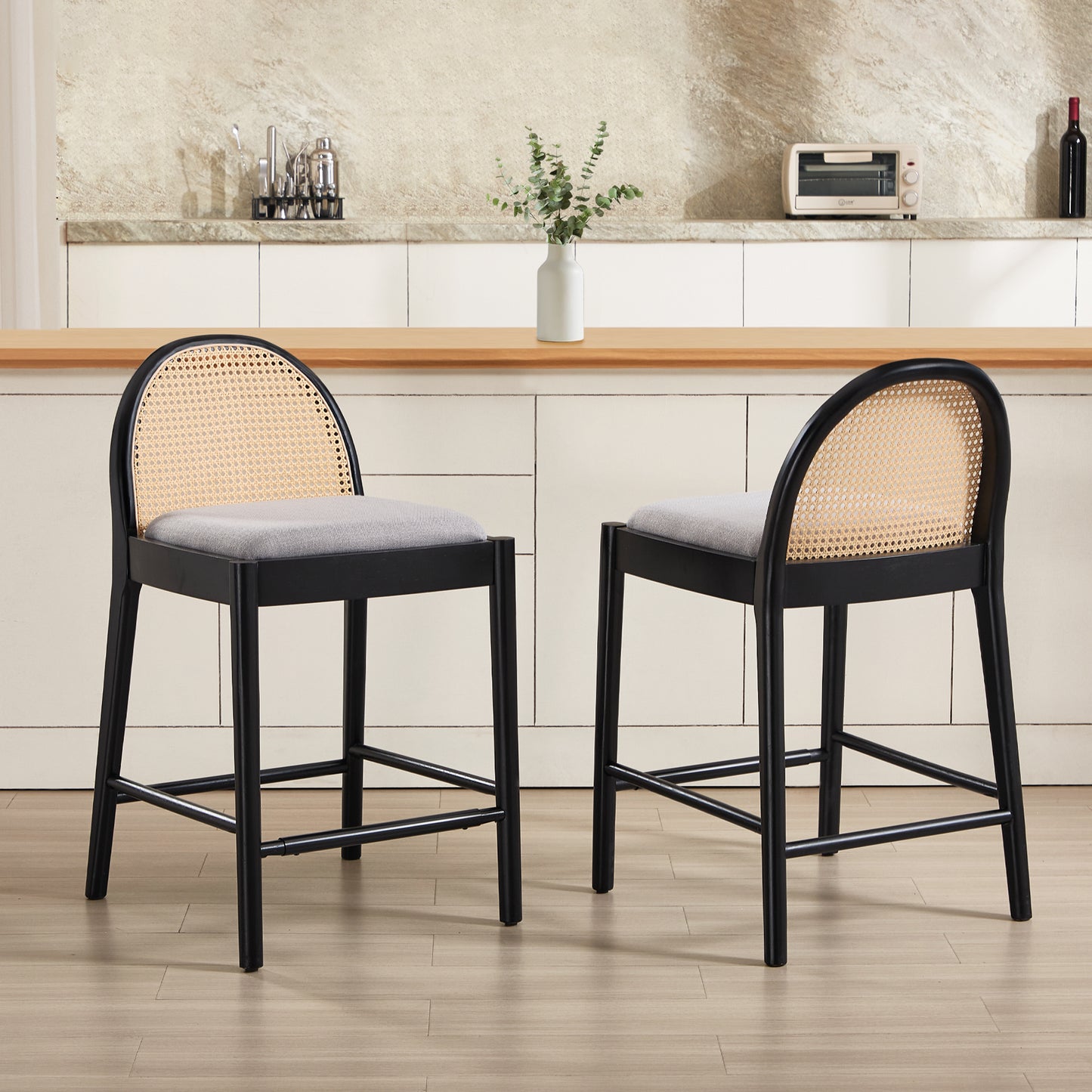 Salem Rattan Bar Stools (set of 2)