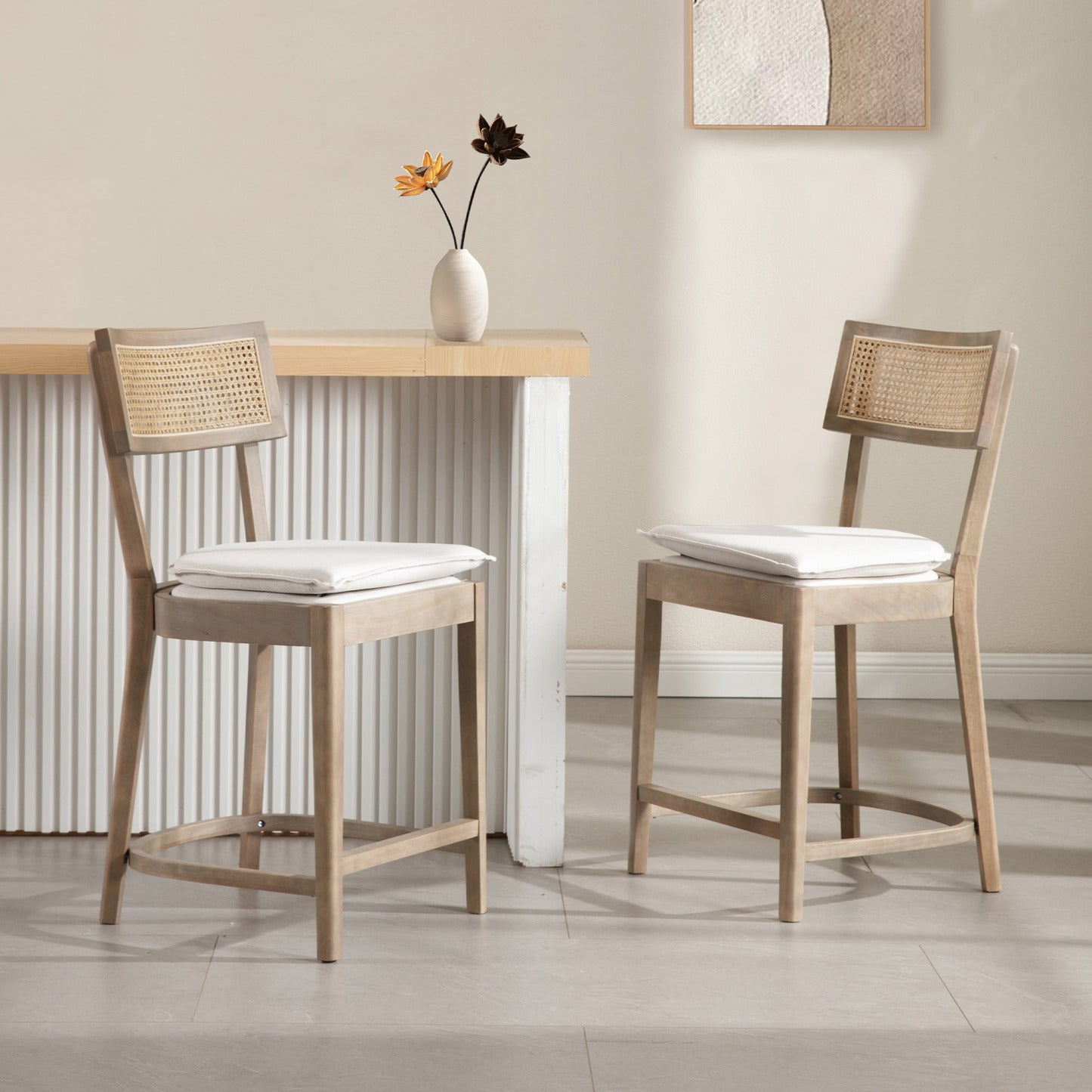 Walter Cane Counter and Bar Stools (set of 2)