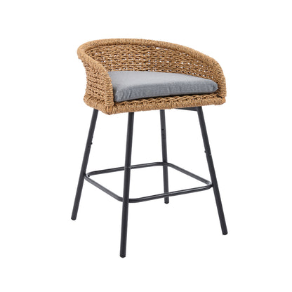 Neil Outdoor Cane Bar Stools Set