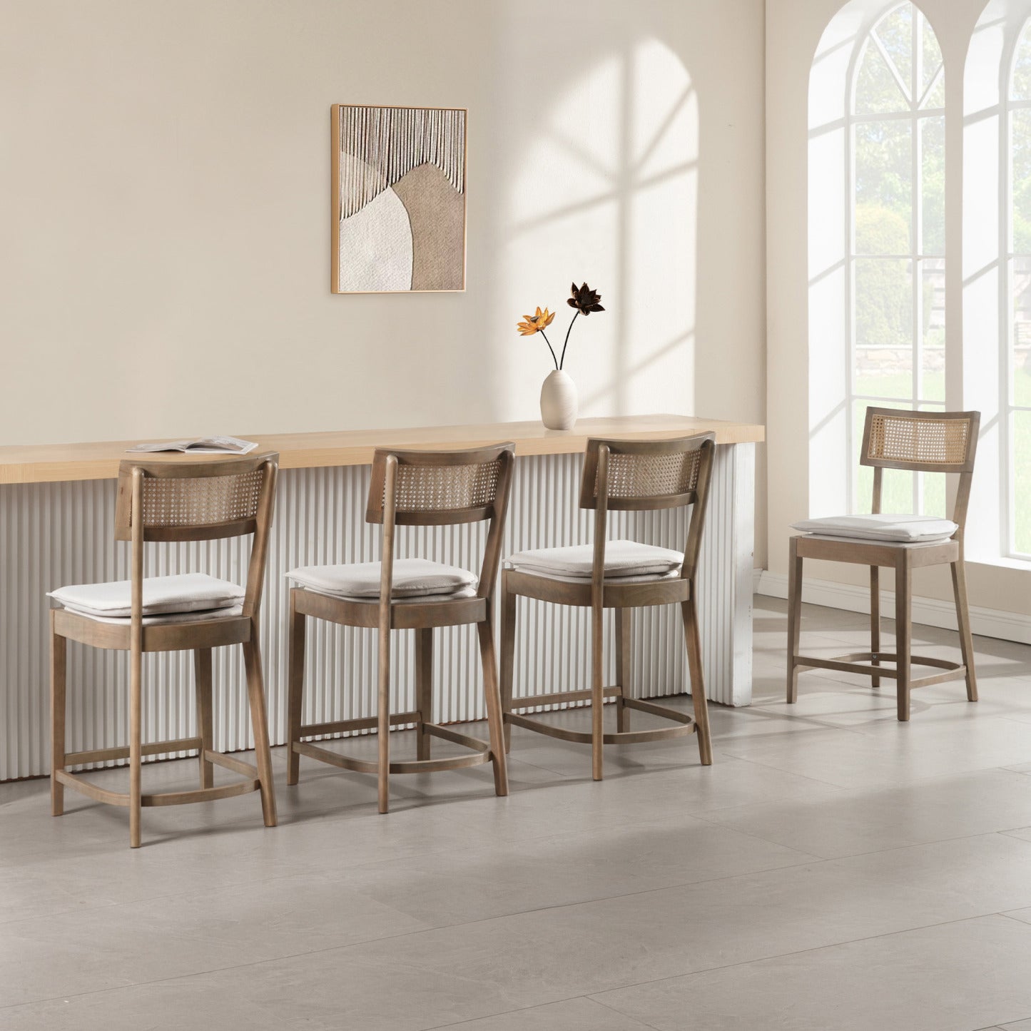 Walter Cane Counter and Bar Stools (set of 2)