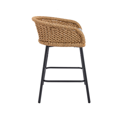 Neil Outdoor Cane Bar Stools Set