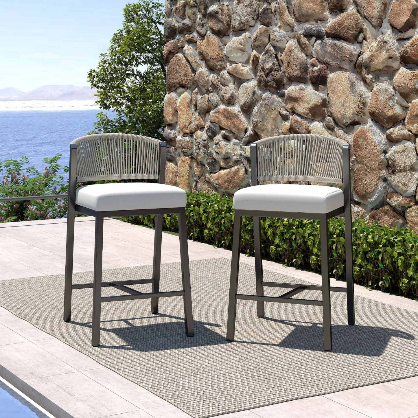 Lowel Outdoor Bar Table Set