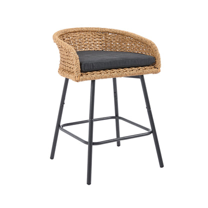 Neil Outdoor Cane Bar Stools Set