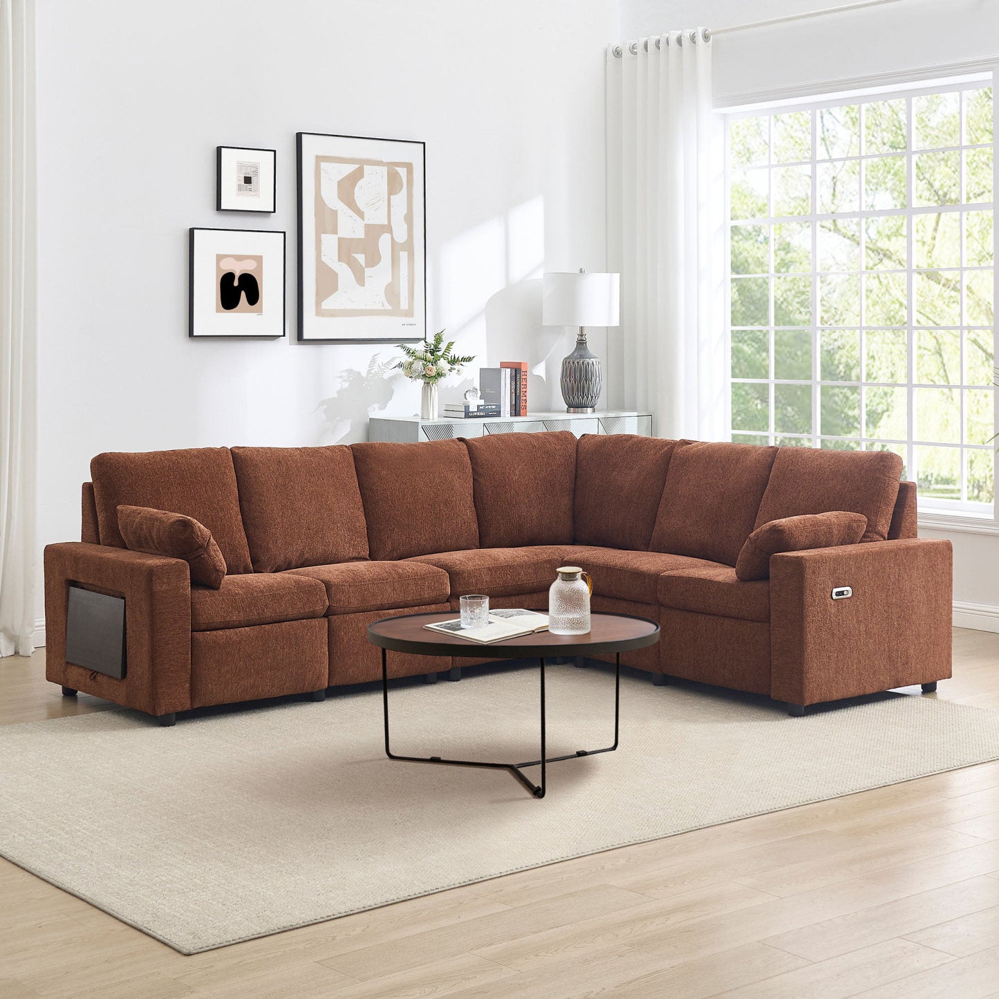 Levi Modern Reclining Sectional Sofa with Storage and Power Recliner