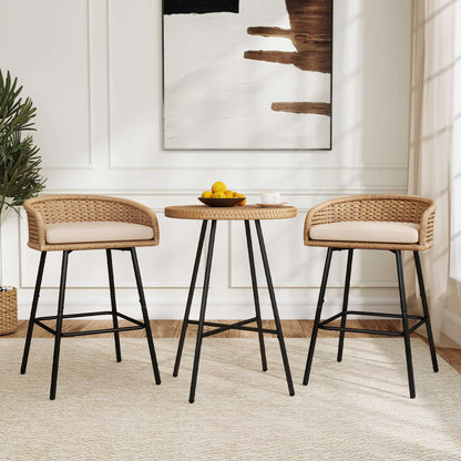 Neil Outdoor Cane Bar Stools Set