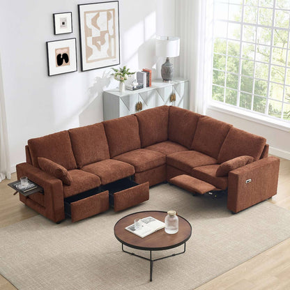 Levi Modern Reclining Sectional Sofa with Storage and Power Recliner