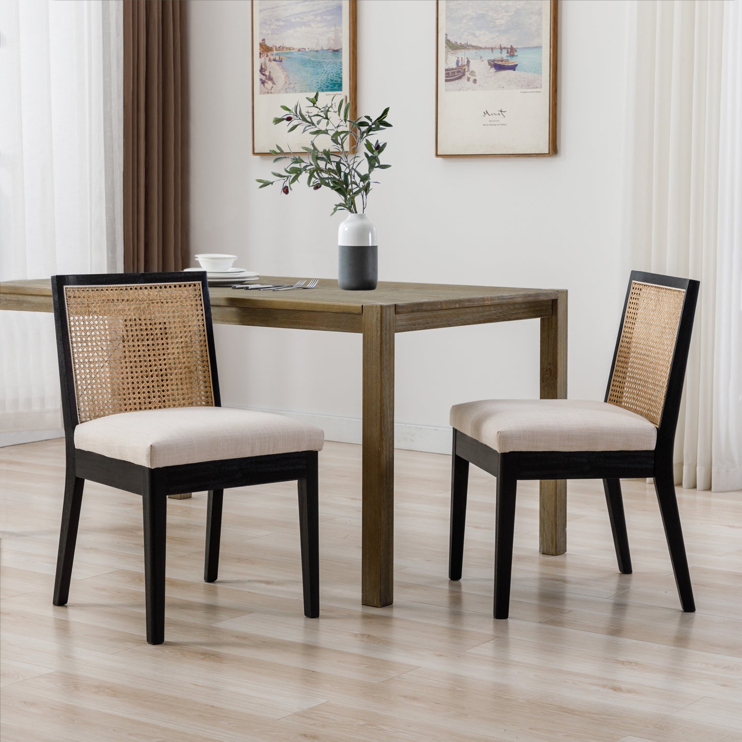 Weston Modern Cane Dining Chairs (set of 2)